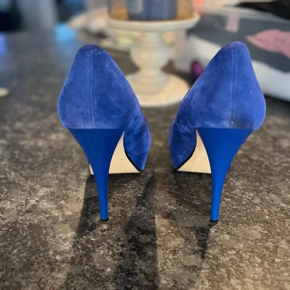 Bakers Woman's Blue Suede Stiletto Platform Heels - Picture 4 of 9